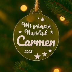 Bola personalizada grabada para árbol de Navidad - Mi primera Navidad