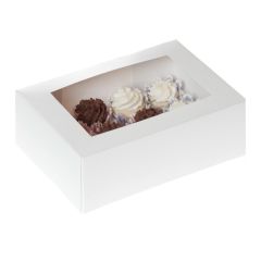 Caja 12 mini cupcakes BL con ventana 23 x 16,5 x 9 cm