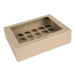 Caja 24 mini cupcakes kraft con ventana ECO-LINE 34 x 25 x 9 cm - House of Marie