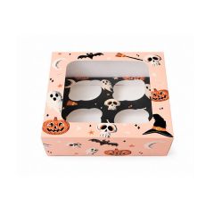 Caja para 4 cupcakes con ventana Boo Nude Halloween 18 x 18 x 7 cm