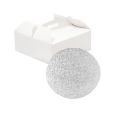 Caja para tarta blanca con asa y cake drum 26 x 26 x 10 cm - Decora