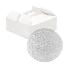 Caja para tarta blanca con asa y cake drum 31 x 31 x 12 cm - Decora
