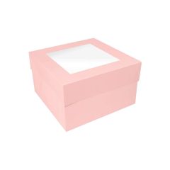 Caja para tarta rosa bebé con ventana 20,3 x 20,3 x 15,2 cm