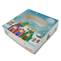 Caja para roscón de Reyes paisaje nevado 41 x 41 x 8 cm