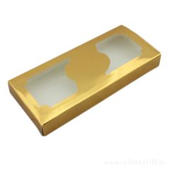 Caja para turrón dorada metalizada con ventana 21 cm
