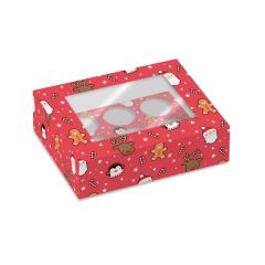 Cajas para 6 cupcakes con ventana personajes Navidad 25,5 x 17 x 8 cm (2)
