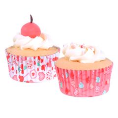Cápsulas blancas y rosas con dulces y corazones (60) - PME