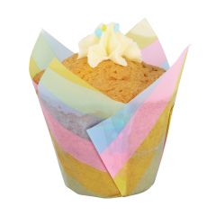Cápsulas muffins rayas arcoíris (24) - PME