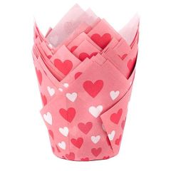 Cápsulas muffins rosas de corazones San Valentín (50) - Azucren