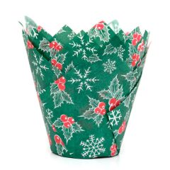 Cápsulas muffins verdes Holly Navidad (36) - House of Marie