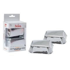 Cápsulas rectangulares metalizadas plateadas (20) - Decora