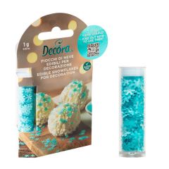 Copos de nieve azules comestibles 1 g - Sin gluten - Decora