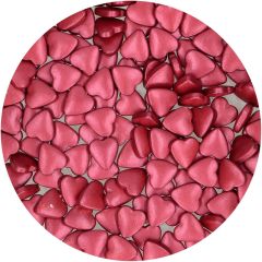 Corazones de azúcar burdeos metalizados 80 g - Funcakes