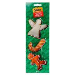 Cortadores ángel, bastón de caramelo y muñeco de jengibre Navidad - Wilton