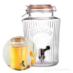 Dispensador de cristal con grifo con estrías 5 litros - Kilner