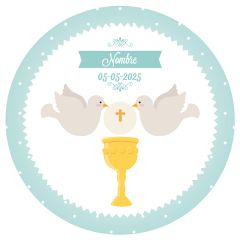 Papel de azúcar - Nombre y fecha Eucaristía Comunión 20 cm - Impresión comestible personalizada