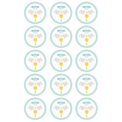 Papel de oblea - 15 diseños iguales en Círculos de 5 cm Nombre y fecha Eucaristía Comunión - Impresión personalizada