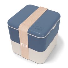 Fiambrera doble ecológica azul y beis cuadrada MB Square 1,7 litros - Plástico PBT (sin BPA) - Monbento