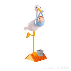 Figura cigüeña con bebé niño - Dekora