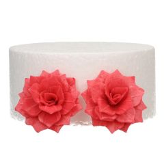 Flores de oblea rosas rojas 4 cm (15) - Funcakes