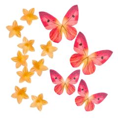 Mariposas y flores amarillas de oblea (39) - Sin gluten - Dekora