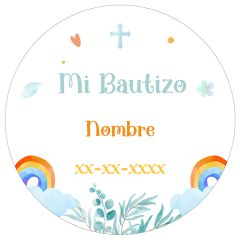 Papel de azúcar - Nombre y fecha Mi Bautizo 1 - 20 cm - Impresión comestible personalizada