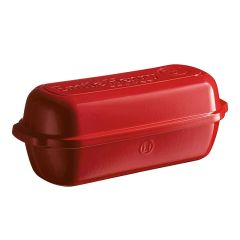 Molde horno para pan grande con base y tapa rojo 34 x 13 x 14 cm - Cerámica - Emile Henry