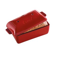Molde horno para pan rectangular con base y tapa rojo 24 x 14,5 x 12 cm - Cerámica - Emile Henry
