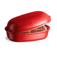 Molde horno para pan tradicional con base y tapa rojo 31 x 19,5 cm - Cerámica - Emile Henry