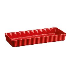 Molde rectangular estrecho ondulado rojo 36 x 14 x 4,5 cm - Cerámica - Emile Henry