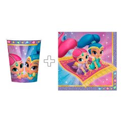 Pack de fiesta: 16 servilletas y 16 vasos - Shimmer & Shine