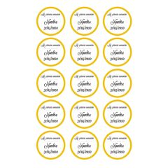 Papel de azúcar - 15 diseños iguales en Círculos de 5 cm Nombre y fecha Mi primera comunión - Impresión comestible personalizada