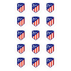 Papel de azúcar fútbol Escudo Atlético de Madrid 5 cm (15) - María Lunarillos