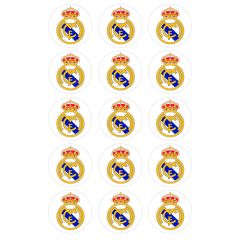 Papel de azúcar fútbol Escudo Real Madrid 5 cm (15) - María Lunarillos