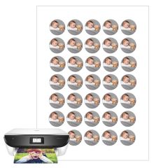 Papel multitransfer para merengues, chocolate e isomalt - 35 fotos iguales en Círculos de 3 cm - Impresión personalizada