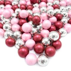 Perlas de chocolate rojas, rosas y plateadas XOXO XXL 130 g - Happy Sprinkles