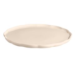 Plato de cerámica grande con bordes ondulados crema 31,5 cm - Emile Henry
