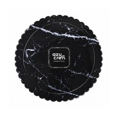 Plato redondo ondulado mármol negro 20 cm - Azucren
