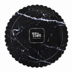 Plato redondo ondulado mármol negro 25 cm - Azucren