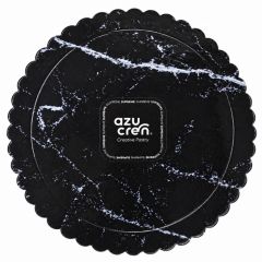 Plato redondo ondulado mármol negro 30 cm - Azucren