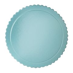 Plato redondo ondulado azul bebé metalizado 30 cm