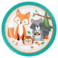 Platos de papel animales del bosque Wild One 22 cm (8) - Creative Converting