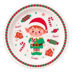 Platos de papel elfo de Navidad 23 cm (8) - Liragram
