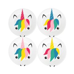 Platos de papel pequeños cara de unicornio 19 cm (8) - My Little Day