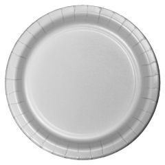 Platos de papel plateados 23 cm (8) - Conver Party