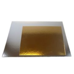 Platos cuadrados para tarta dorado y plateado 30,5 cm (3)