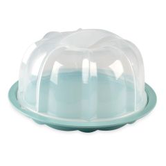 Portatartas transparente con base azul Bundt - Nordic Ware