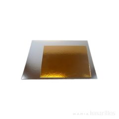 Platos cuadrados para tarta dorado y plateado 15 cm (3)