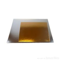 Platos cuadrados para tarta dorado y plateado 20 cm (3)