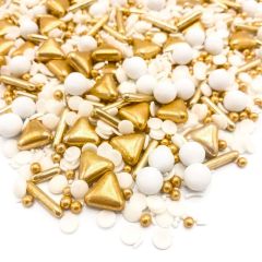 Sprinkles blancos y dorados Champagne Shower 90 g - Happy Sprinkles